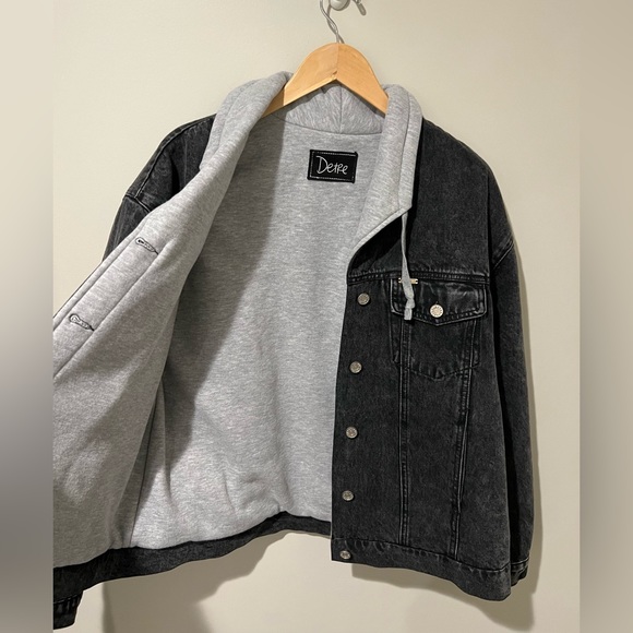 Detre Black Denim Sweatshirt Jacket - Picture 4 of 8